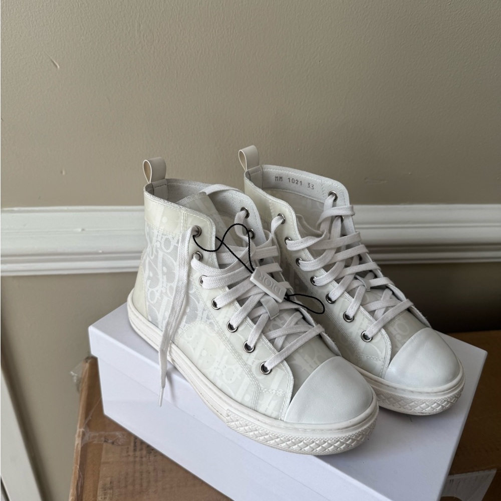 Kids Dior White High-Top Sneakers